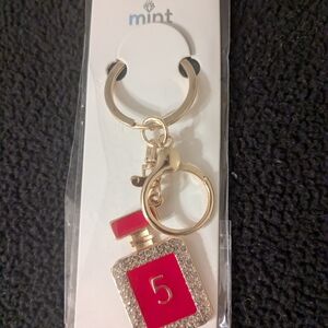 Mint Red and Gold Perfume Bottle Key Holder